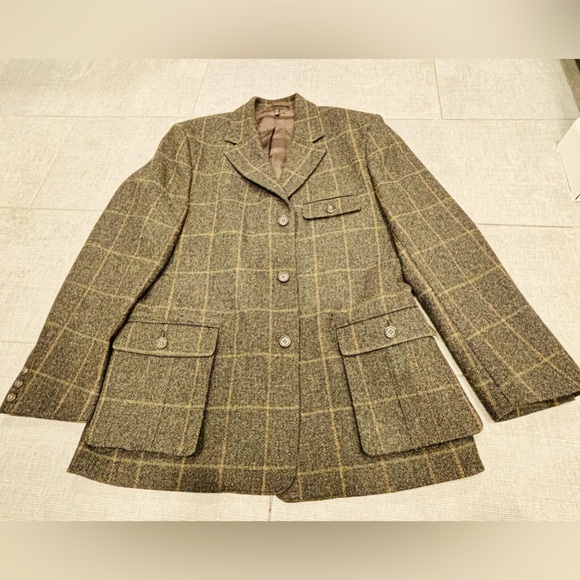 J Peterman Tweed Blazer Jacket Plaid Sport Coat Double Vented Wool Sz 42 R NEW - Picture 10 of 15